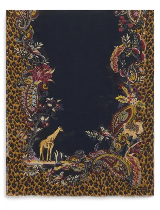Etro Womens Scarf Animal-Print Modal-Cashmere Multicolour Scarfs
