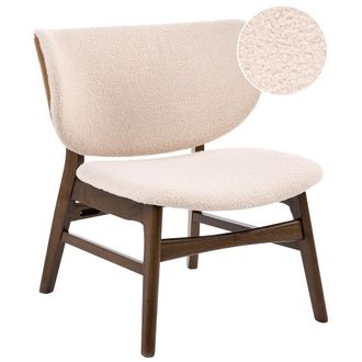 Beliani Sill&oacute;n De Estilo Tradicional Asiento Tapizado De Boucl&eacute; Marr&oacute;n Oscuro Y Beige Claro Day