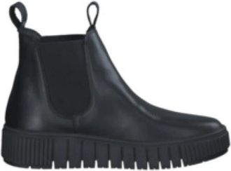 Tamaris Zwarte dames enkellaarsjes stijlvol - Dames - Chelseaboots - Zwart - 37 EU - Leer - Schoenen