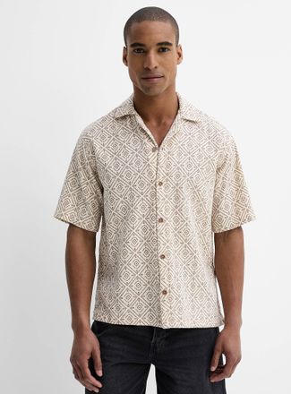 Jack & Jones Mens Diamond mosaic camp shirt