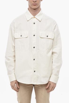Palm Angels Camicia in Denim con Monogram Posteriore Ricamato Palm Angels