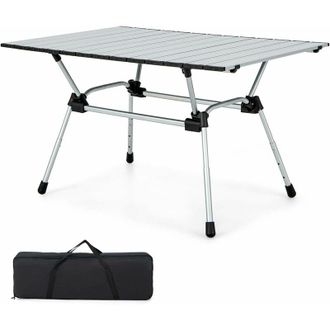 Costway Costway Mesa Plegable Camping, Mesa Camping De Aluminio, Altura Ajustable 4 Niveles, Bolsa De Transporte, Mesa Plegable Playa Picnics 90 X 60,5 X 42,5