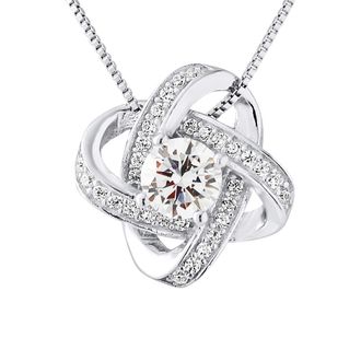 Lola Van Der Keen Solitaire hanger zirkoniumoxide knooppunt 925 zilveren sieraden geleverd met aangeboden ketting