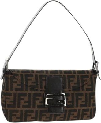 Fendi Pre-owned Shoulder Bags, female, Brown, Size: ONE SIZE Pre-owned Canvas Shoulder Bag
