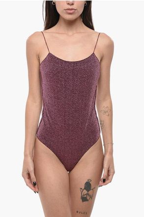 Os&eacute;ree Open Back Lurex One Piece Swimsuit size L