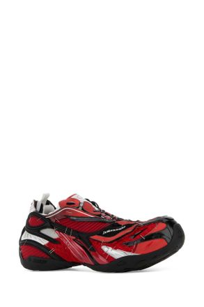 Balenciaga Mens Two-Tone Fabric Soleless Sneakers Red-Blk-Silv-Whit T Polyurethane Polyester Red/blk/silv/whit