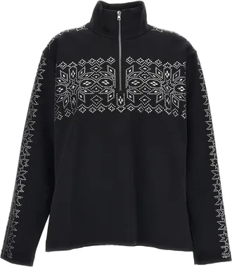Iri&eacute; Half-Zip Long-Sleeve Top with Geometric Patterns