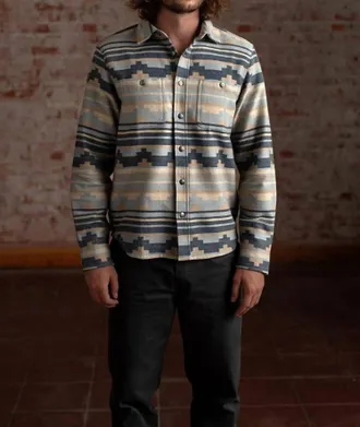 Iron And Resin Salton Jacquard Cotton Flannel Shirt In Blue