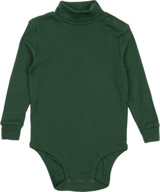 Leveret Cotton Neutral Solid Turtleneck Bodysuit in Dark Green at Nordstrom, Size 12-18M