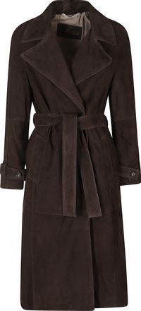The Jackie Leathers Mocha Brown Peacefull Suede Leather Coat