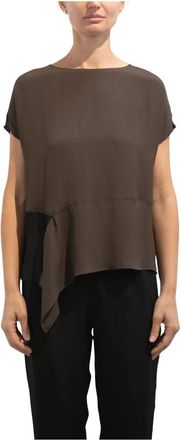 Pierantonio Gaspari Blusa Seta Bicolore - Dames - Blouses - Bruin - M - Overhemden