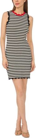 CeCe by Cynthia Steffe Stripe Pointelle Knit Cotton Blend Minidress in Rich Black at Nordstrom, Size Xx-Large