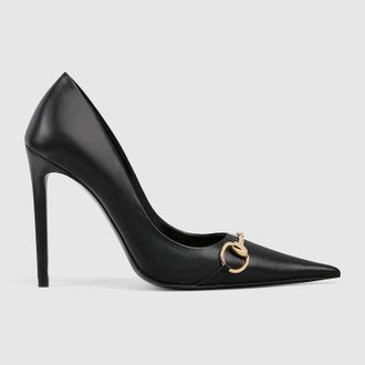 Gucci Womens Donna Pump, Black, Leather