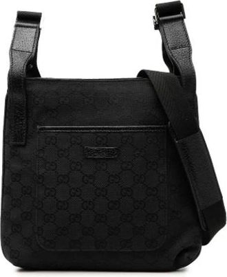 Gucci Pre-owned Cross Body Bags, female, Black, Size: ONE SIZE Pre-owned Canvas Crossbody Bag
