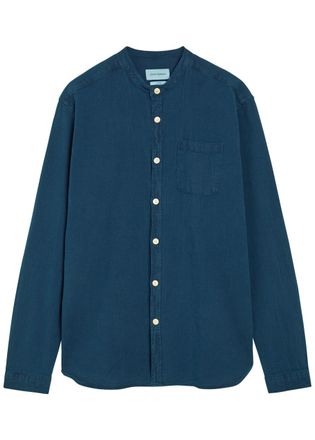 Oliver Spencer Grandad Cotton Shirt - Indigo - 42 (C16.5 / XL)