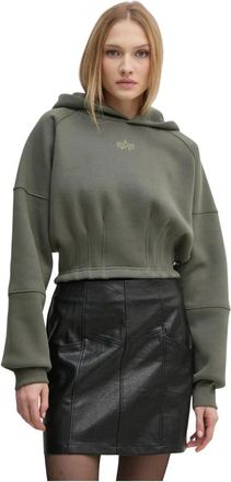 Alpha Industries Hoodie met ceintuur - Dames - Sweatshirts & Hoodies - Groen - Maat: L Katoen