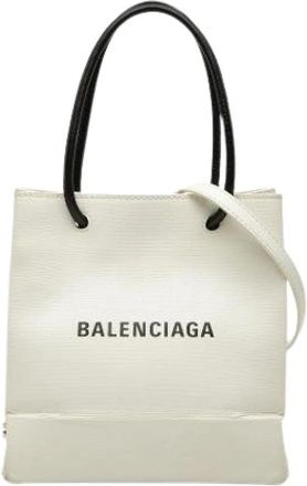 Balenciaga Pre-owned Logo Shopping Tote XXS - Dames - Vintage Mini Tas - Beige - ONE Size - Leer - Vintage
