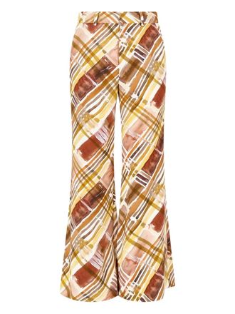 Rosie Assoulin abstract-print trousers - women - Polyester/Viscose/Elastane - 4 - Brown