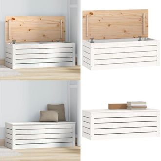 vidaXL Contenitore Portaoggetti Bianco 89x36,5x33cm Massello di Pino - Organizzazione domestica - Contenitore in legno