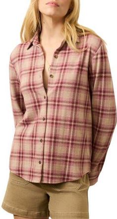 Faherty Legend Sweater Knit Plaid Button-Up Shirt in Berry Coast Plaid at Nordstrom Rack, Size X-Small