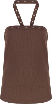 The Attico Brown Halter Neck Cotton Tank Top