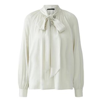 Oui Camicetta con fiocco in raso - - Blouses & Shirts - Donna - Bianco - XS