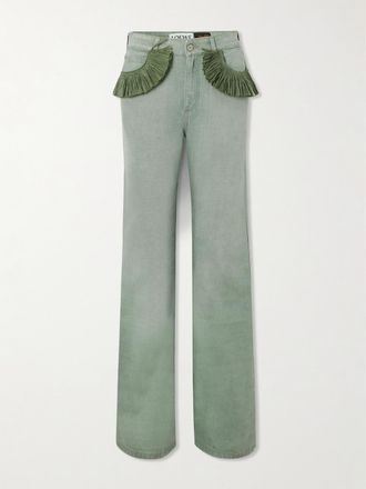 Loewe + Paulas Ibiza Jeans A Gamba Dritta E Vita Alta Con Frange - Verde