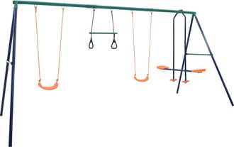 vidaXL Juego De Columpios Con Aros De Gimnasia Y 4 Asientos Acero Vidaxl