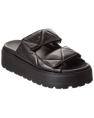 Prada Logo Leather Sandal