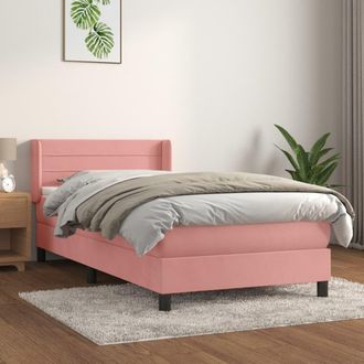 vidaXL Cama Box Spring Con Colch&oacute;n Terciopelo Rosa 100x200 Cm Vidaxl
