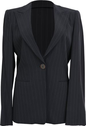 Giorgio Armani Pinstripe Single-Breasted Blazer in Black Wool