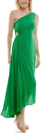 Nicole Miller One Shoulder Pleat Midi Dress in Lily Pad at Nordstrom Rack, Size 14