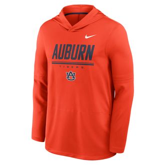Nike Auburn Sideline Nike Mens Dri-FIT College Long-Sleeve Hooded Top in Orange | 03B9194YAUN-594