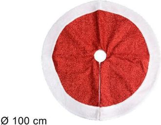 Trade Shop Trade Shop - Tappeto Sottoalbero Natale Gonna Copertura 100cm Effetto Glitter Rosso Pelliccia