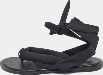 Ganni Ganni Black Nylon Puffy Thong Ankle Wrap Flats