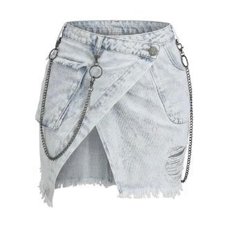 One Teaspoon Denim Skirts, female, Blue, Size: 2XS Asymmetrical Chain Mini Skirt