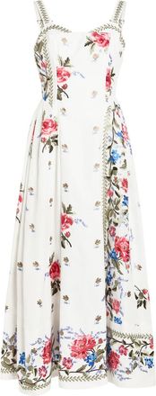 Erdem Floral-embroidered Boned Cotton Midi Dress - White - 10 (UK10 / S)