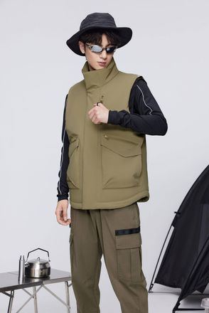 Bosideng Unisex Classic Standing Collar Down Gilet - Khaki - Size X-Small