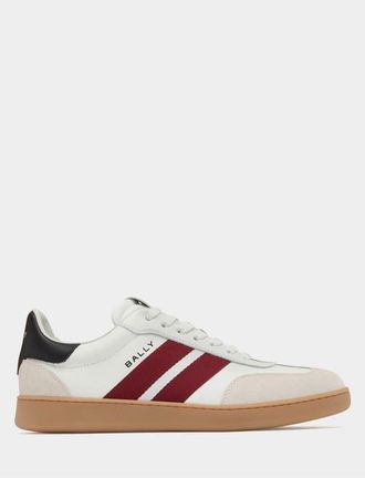 Bally Retro Crest Sneaker in Plain Leather in White/blk/ballyred at Nordstrom, Size 40