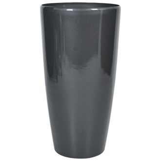 Beliani Maceta Para Plantas De Interior Y Exterior Tiesto Alto Y Redondo 40 Cm Negro Tseria
