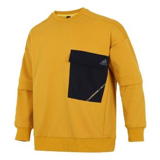 adidas Mens adidas Contrasting Colors Pocket Sports Round Neck Pullover Yellow H39349