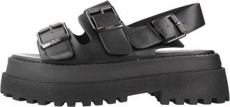 Buffalo Pluto Ari Sandalen - Dames - Sandalen - Zwart - 40 EU - Leer - Schoenen