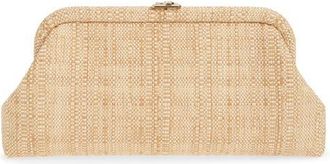 Jimmy Choo London Skylar Raffia Clutch in Natural/Light Gold at Nordstrom