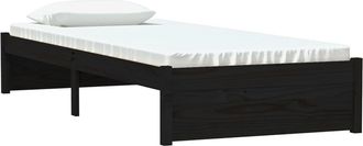 vidaXL Estructura De Cama Sin Colch&oacute;n Madera Maciza Negro 75x190 Cm Vidaxl