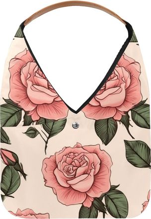 Generic Rose Painted Reusable Lightweight Grocery Bags - Foldable Into Compact Pouch, Washable & Sturdy, Multipurpose for Shopping and Travel