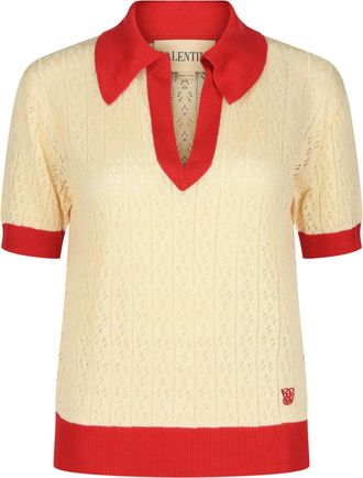 Valentino Pointelle-Knit Polo Shirt