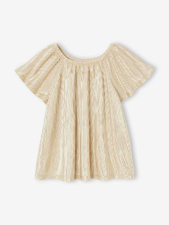 Vertbaudet Festliche M&auml;dchen Bluse mit Plisseefalten Oeko-Tex gold