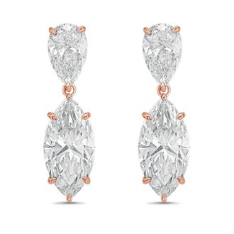 Diana M. Jewels 14KW RG 12.00 Ct TW of Lab grown pear and marquise shape diamond drop earrings