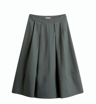 Woolrich Pure Cotton Poplin Front Pleated Skirt