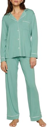 Eberjey Gisele Long Pajamas in Seagrass/white at Nordstrom, Size Xx-Large